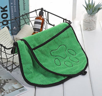Absorbent Dog Bath Towel with Drop Pockets